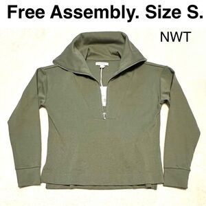 Free Assembly Olive Half-Zip Pullover Sweater Top